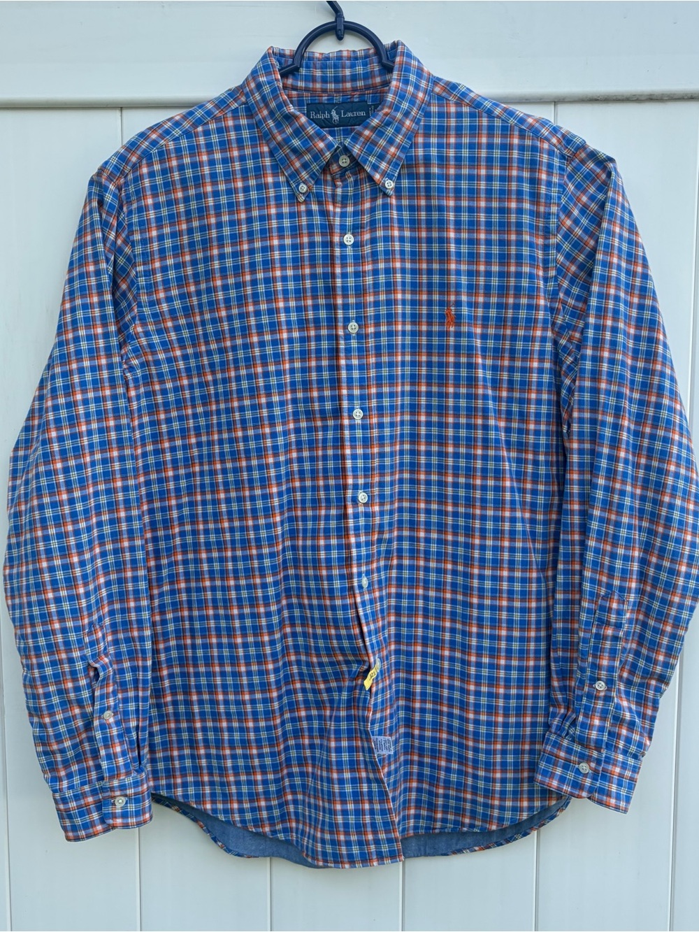 Ralph Lauren Blue and Orange Plaid Button-Down Shirt